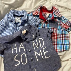 0-3 months infant button down shits x3